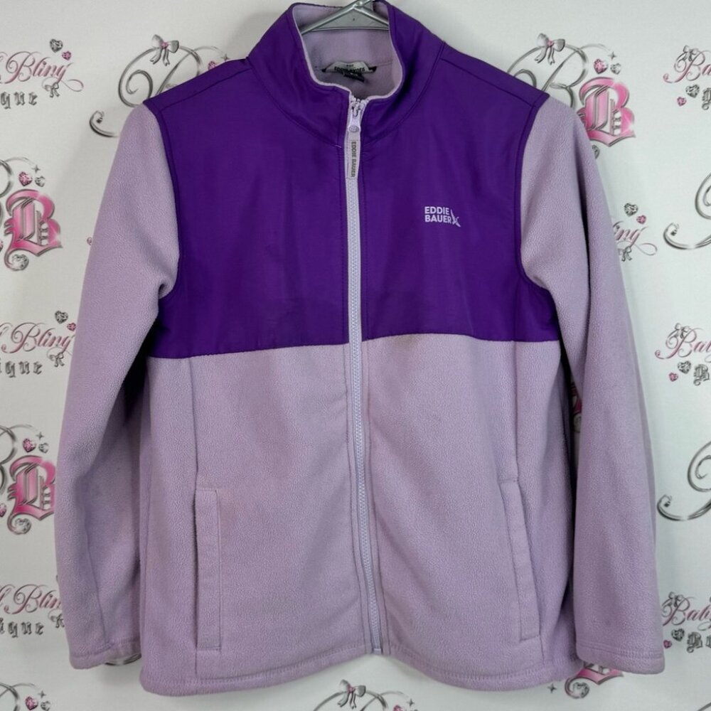 Eddie Bauer sweater collared zip up fleece soft Kids Purple Fleece Jacket